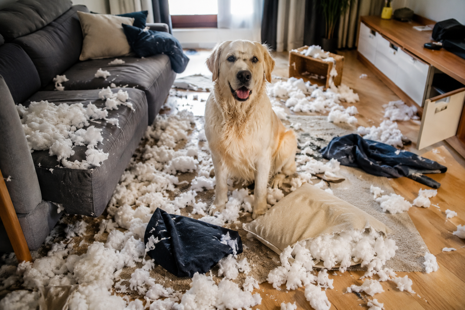 Chien qui détruit tout